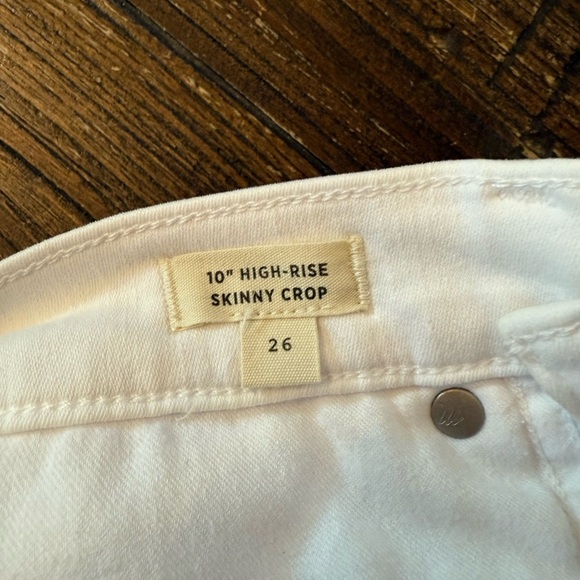 Madewell 10" High-Rise Skinny Crop Jeans Pure White Button-Front Edition Size 26 - Picture 10 of 14